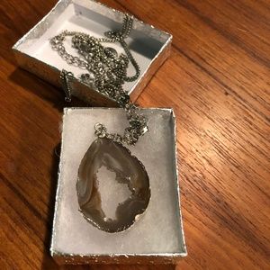 Silver Quartz Pendant Necklace